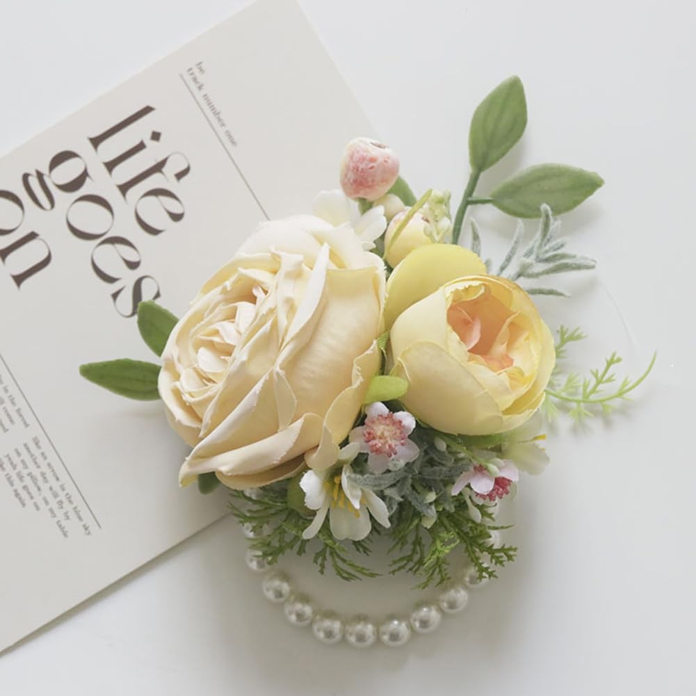 2 Pieces of Corsage and Boutonniere Set, Groom Groomsmen Bride Bridesmaids We…