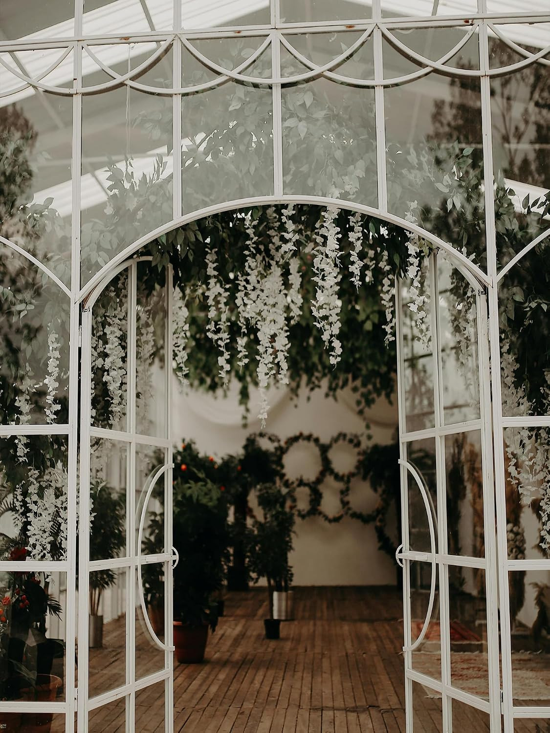 30 Branches White Wisteria Hanging Flower Vines for Wedding Decor | Artificial W