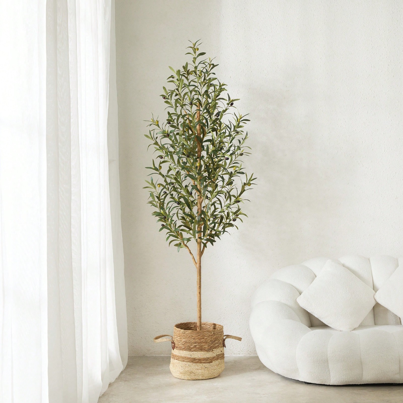 6FT Artificial Olive Tree, UV Resistant Potted Tall Faux Olive Tree With Large L
