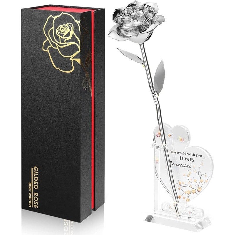 24K Gold Dipped Real Rose Gift Her Eternal Love Home Decor Romantic Keepsake New