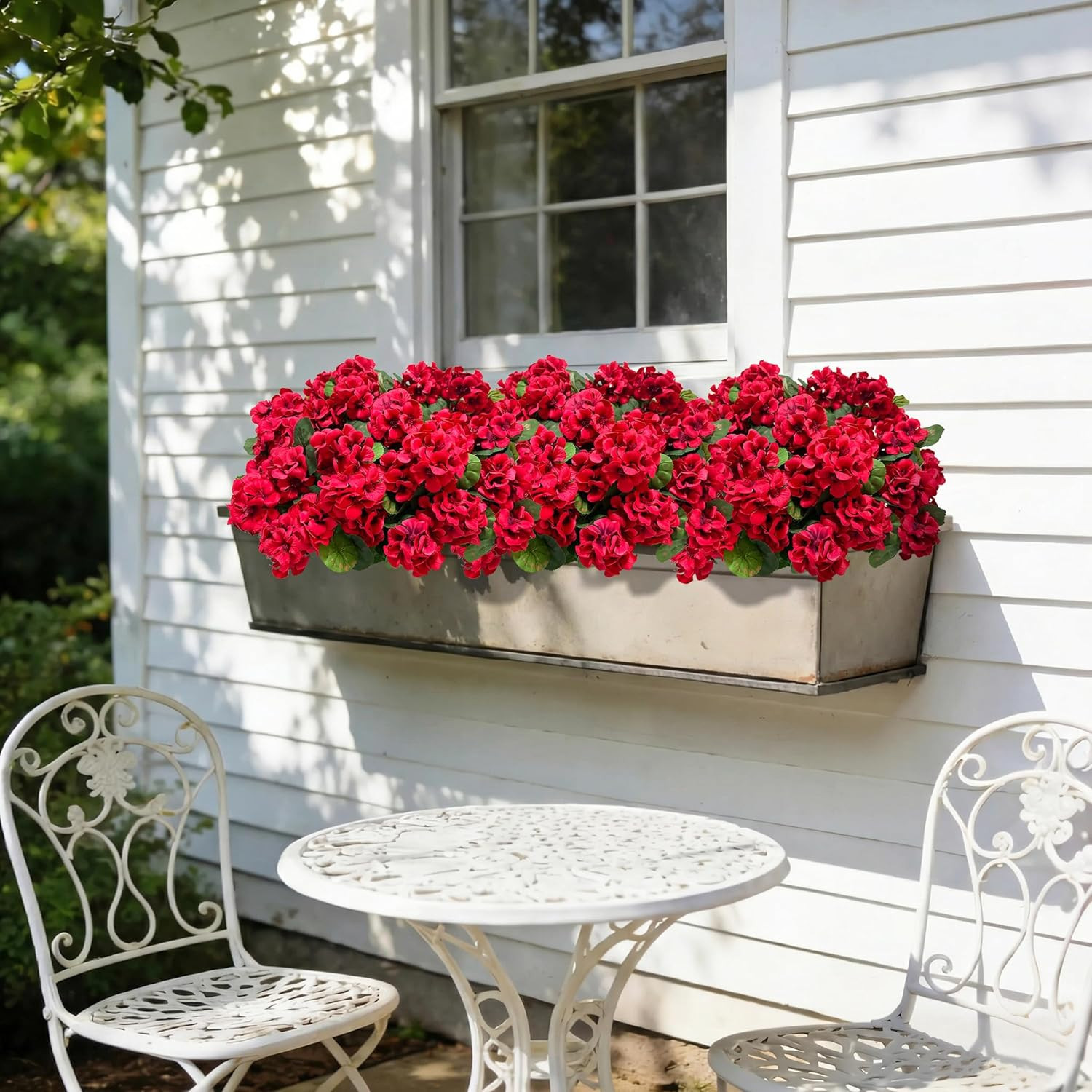 8 Pcs 17″ Artificial Geranium Flowers for Outdoors, Fake Silk Flowers UV Resista