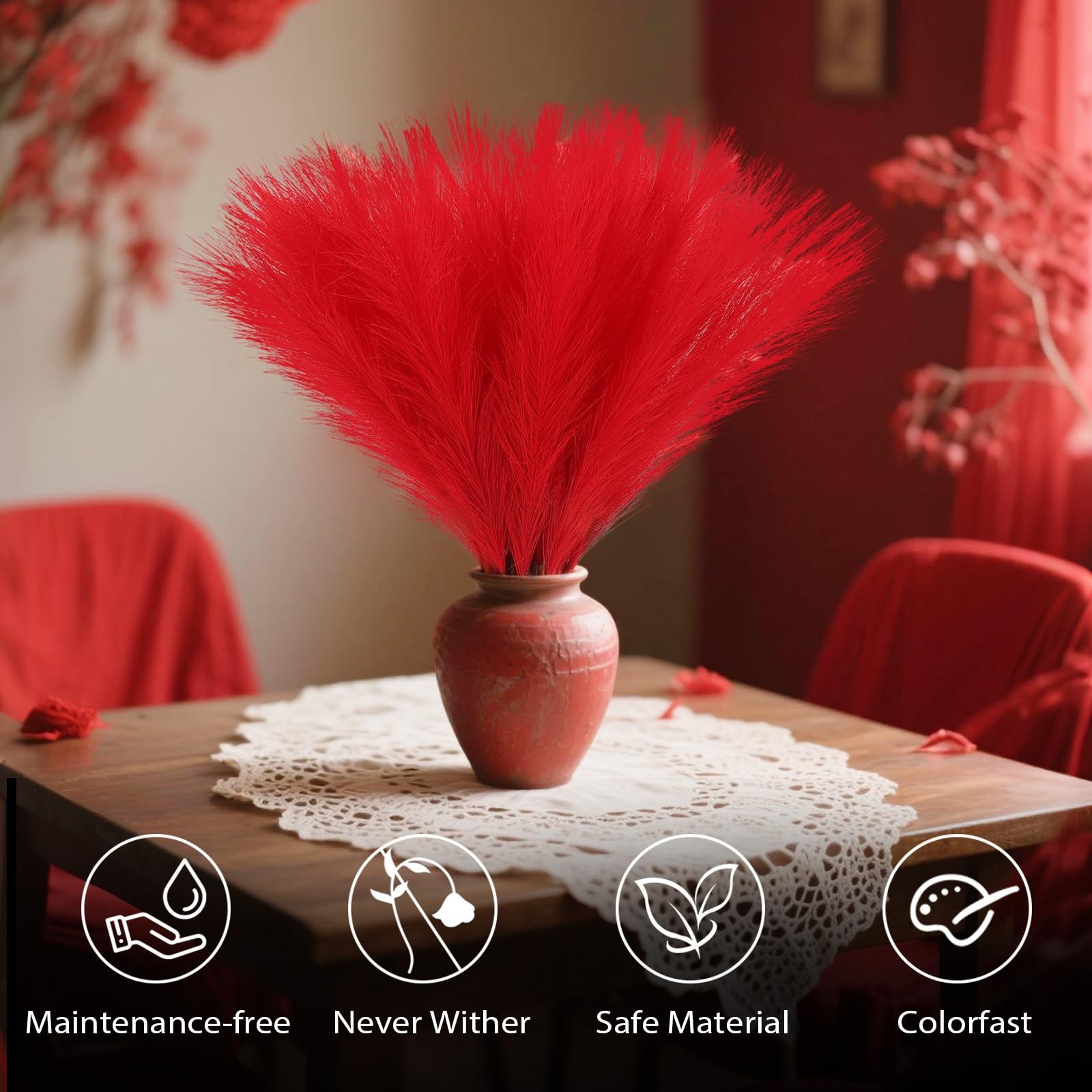 30pcs Pampas Grass Decor,21 Artificial Pompous Grass Bulk,Small Vase Filler P…