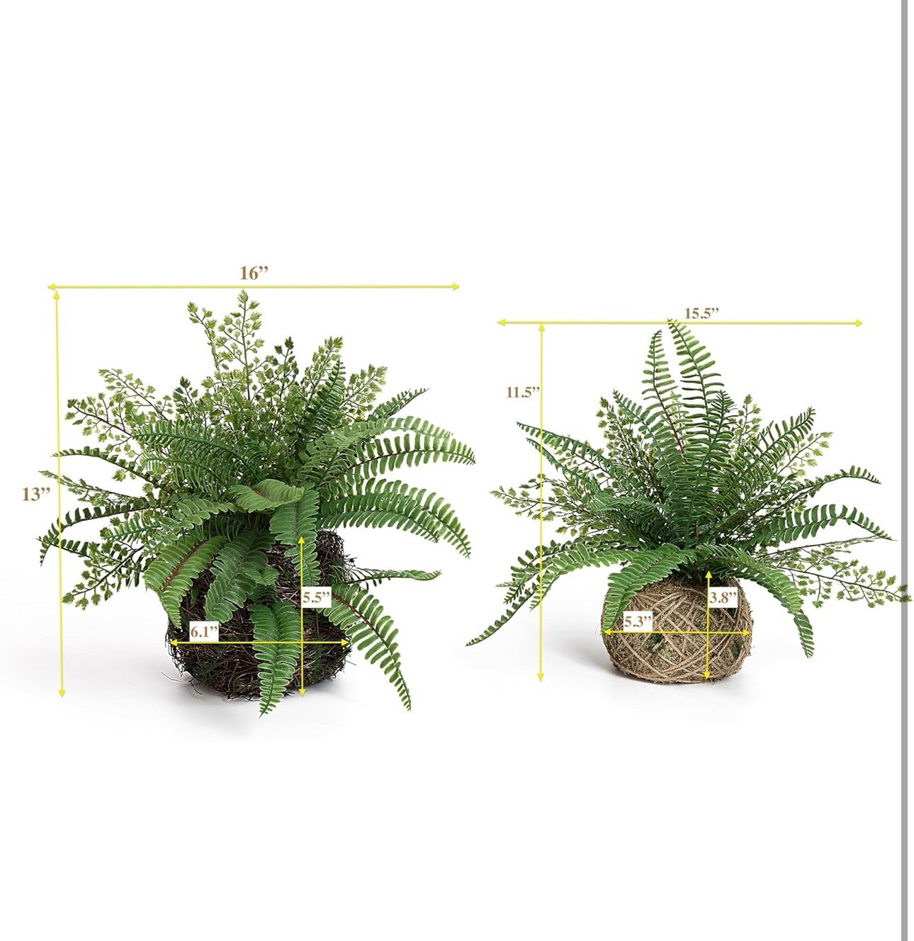 Artificial Boston Fern Plants Bushes Faux Plants Shrubs Greenery for House,