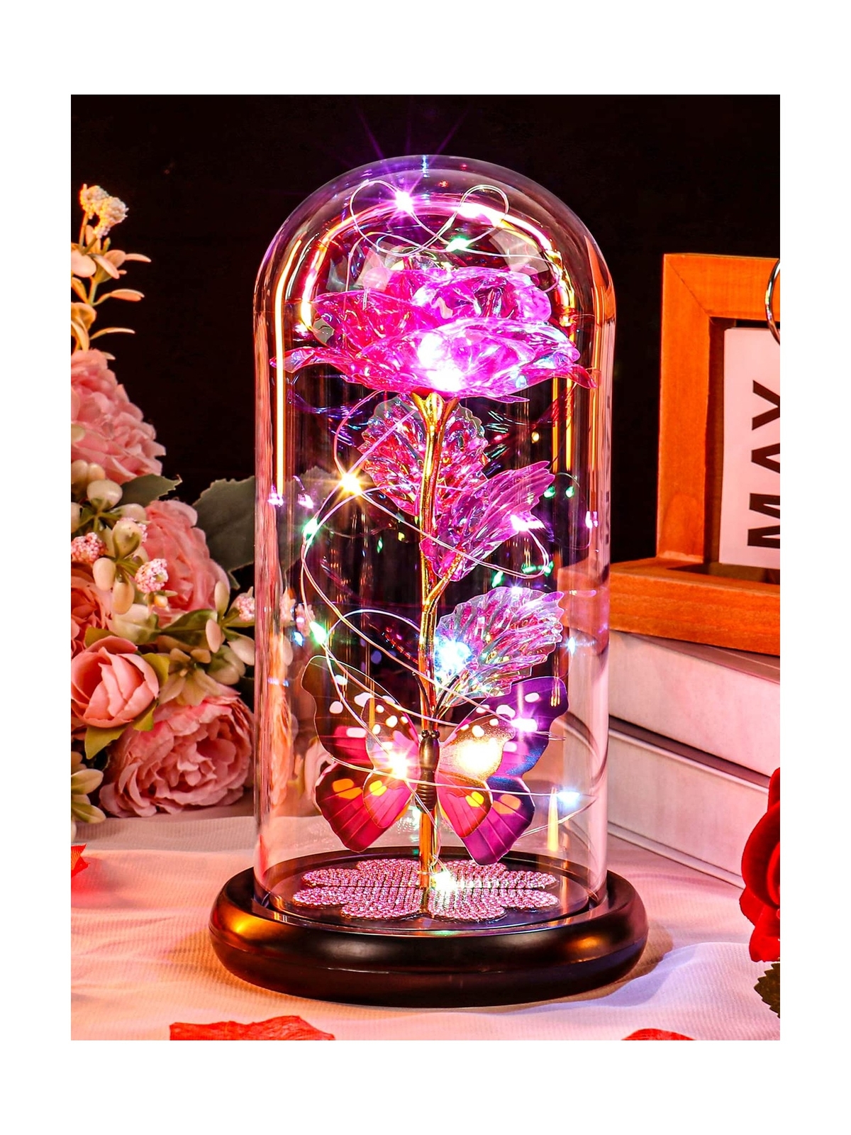 Womens Gifts for Christmas Galaxy Glass Rose Forever Eternal Crystal Flower B…