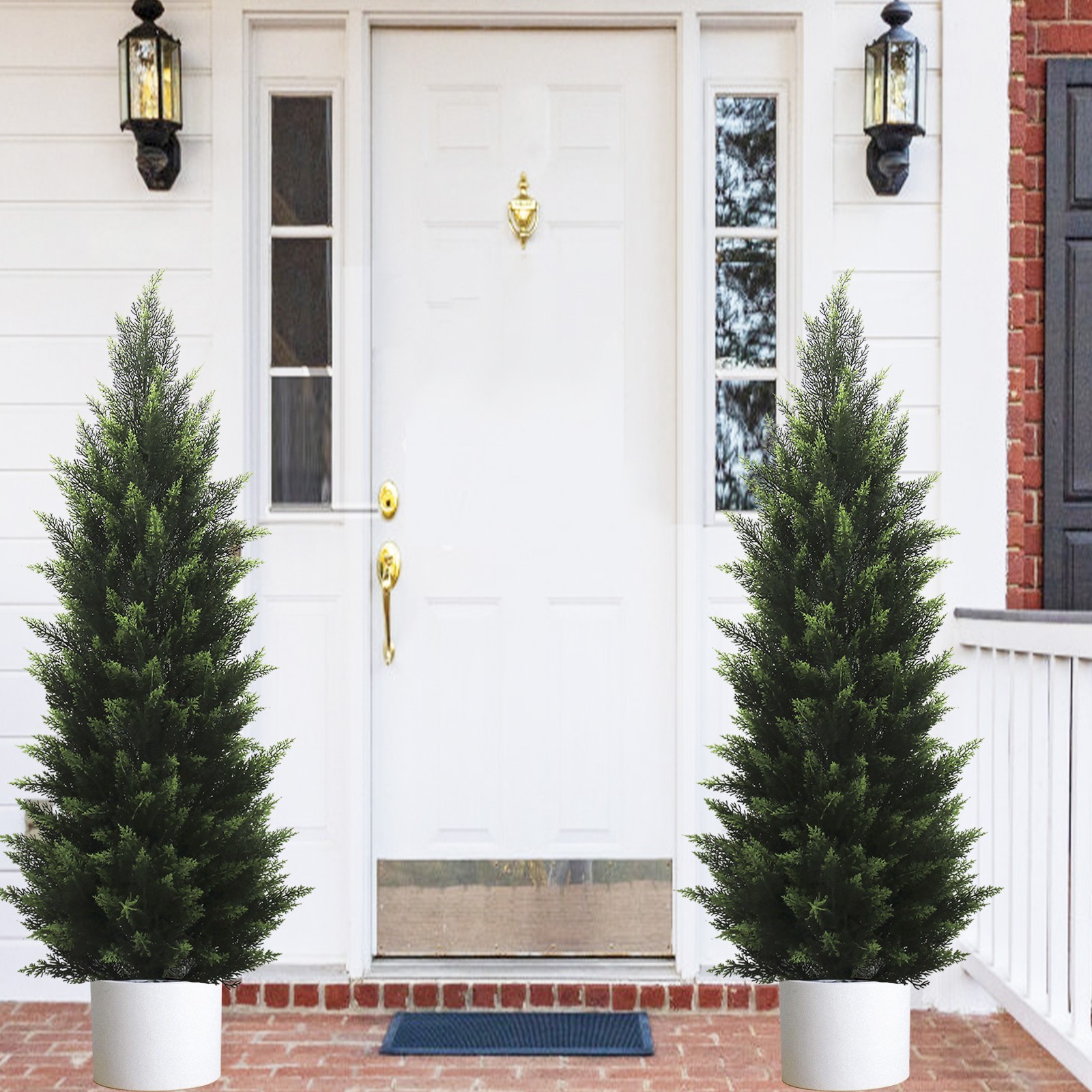2 Pack 120 cm Artificial Cypress Tree Potted Plant Indoor and Outdoor Home Decor