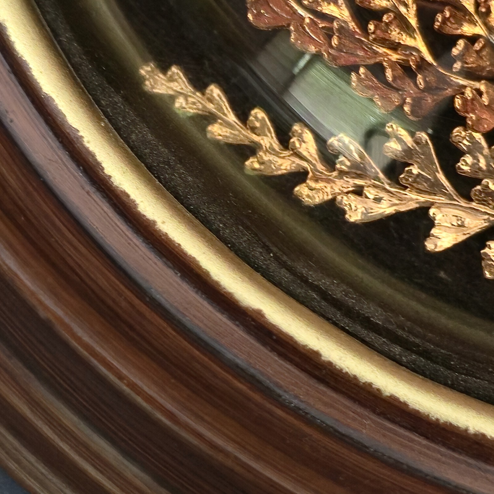 Vintage Orchid Flora Hawaiian Preserved 24K Gold Pink Fern Framed Dome 6″X5″