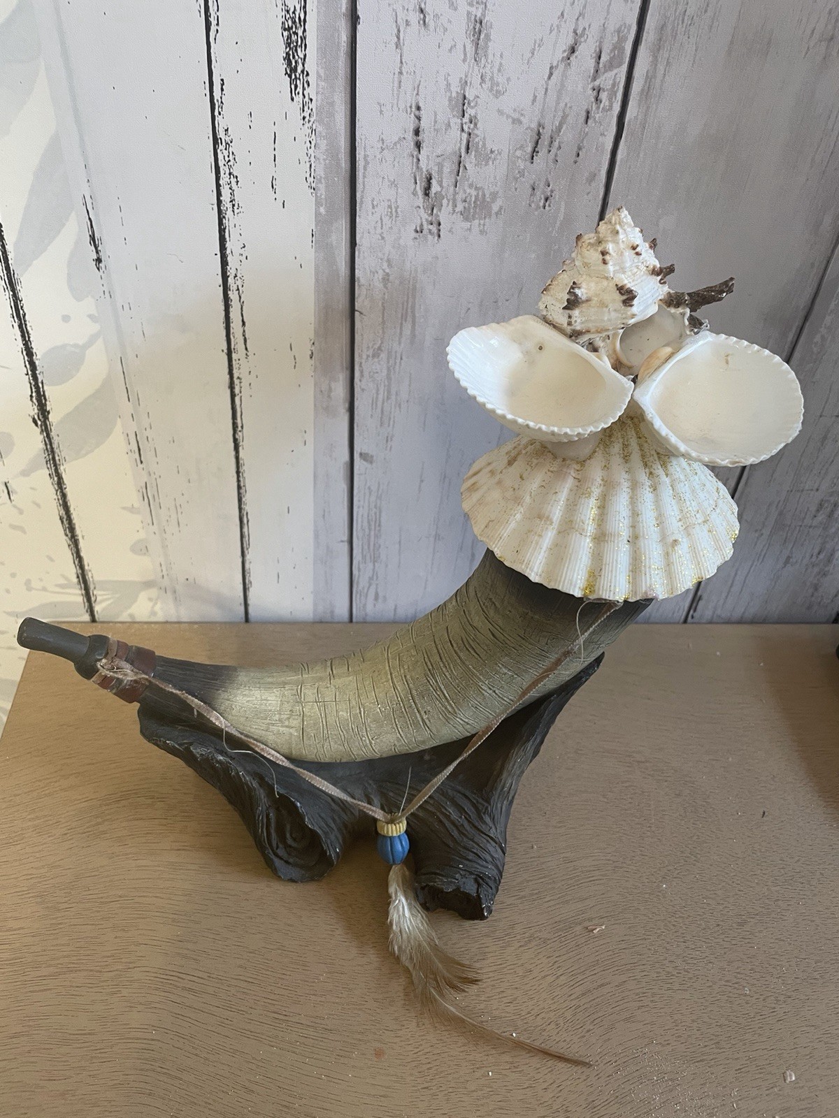 Artificial Coastal Succulent & Seashell Floral Centerpiece Multicolor