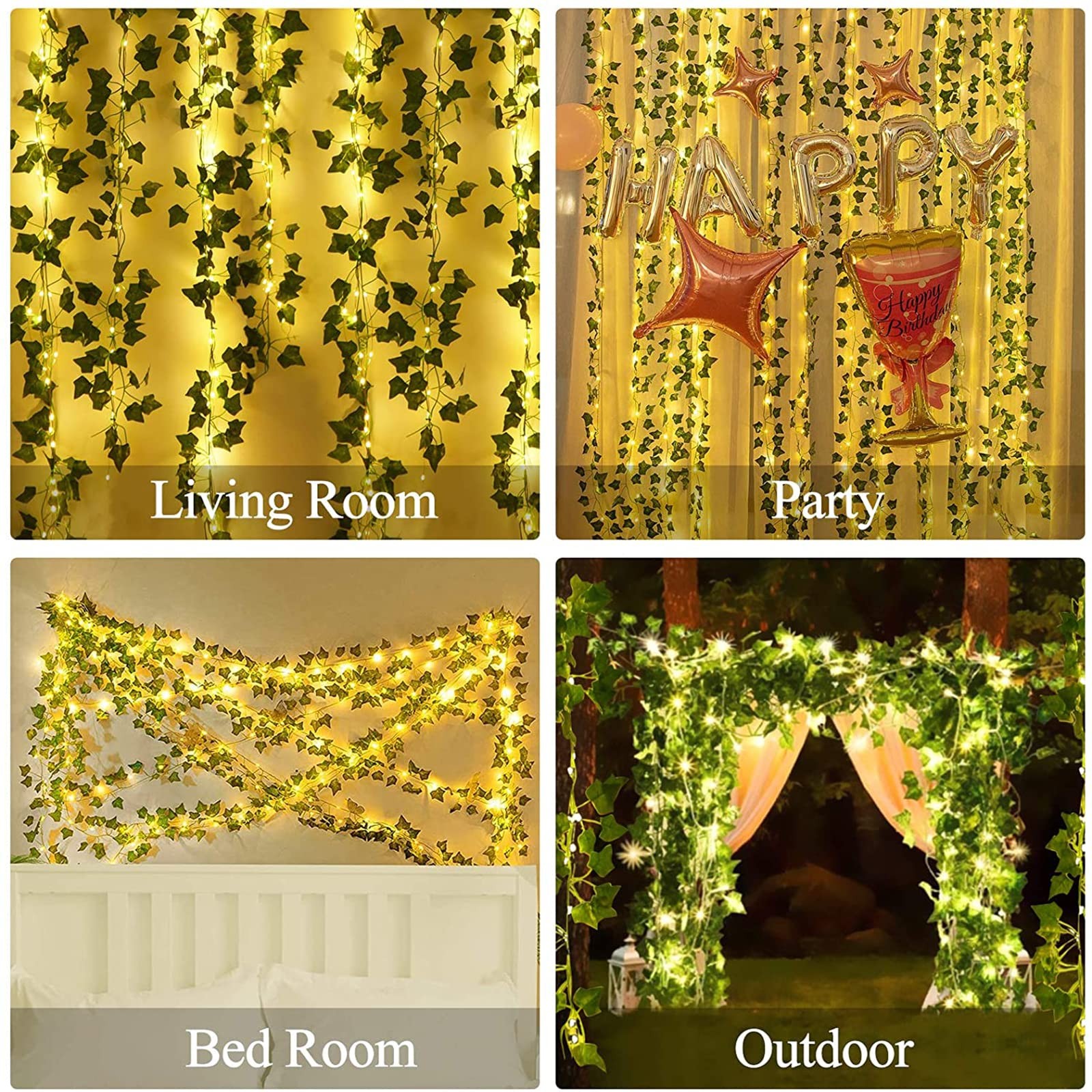 12 Packs Artificial Ivy, 84FT Garland Hanging Plants Fake Vines with 200 LED …