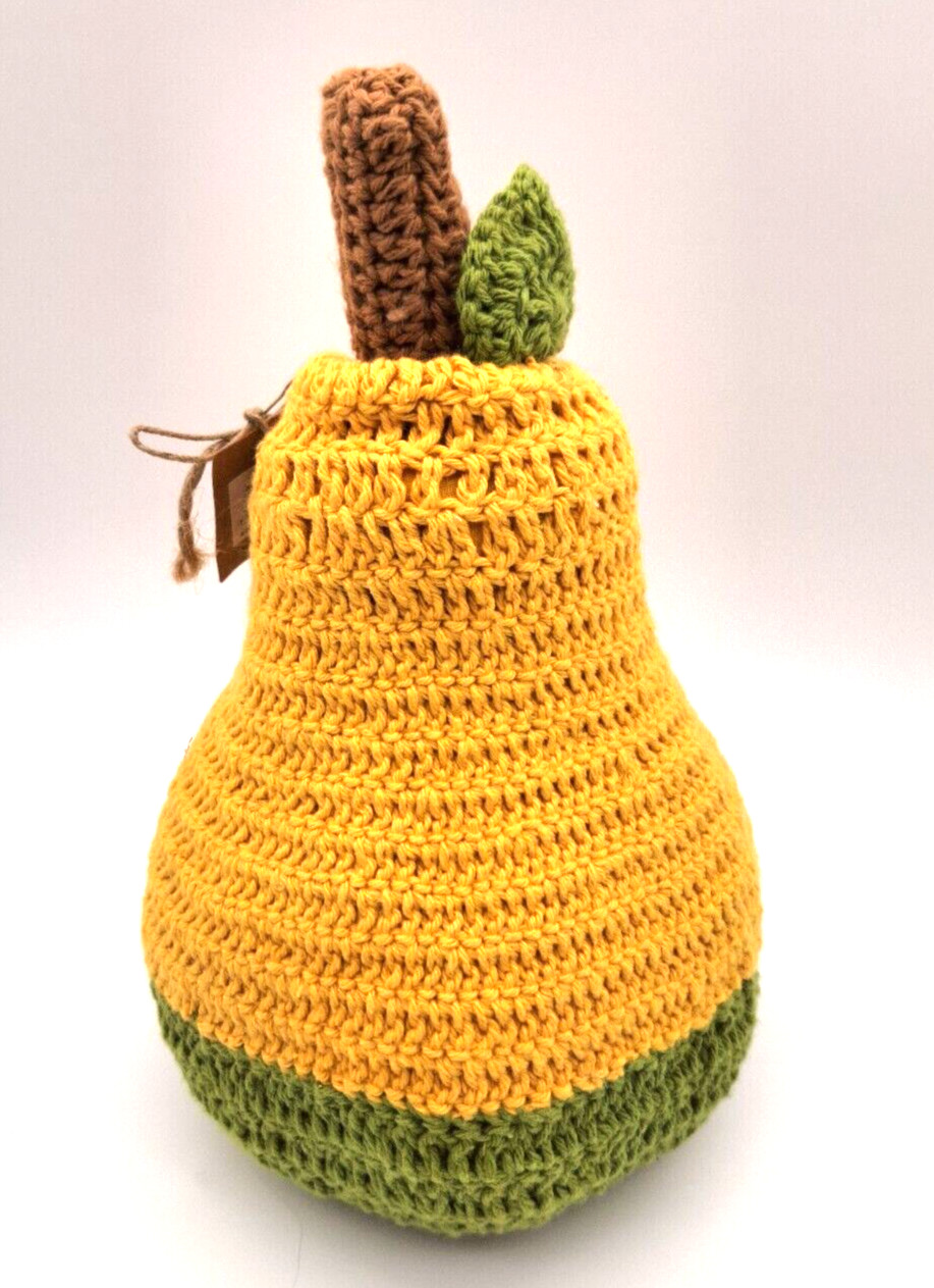 Mud Pie Large Crochet Knit Gourd Plush Stuffed Decor NWT 10″