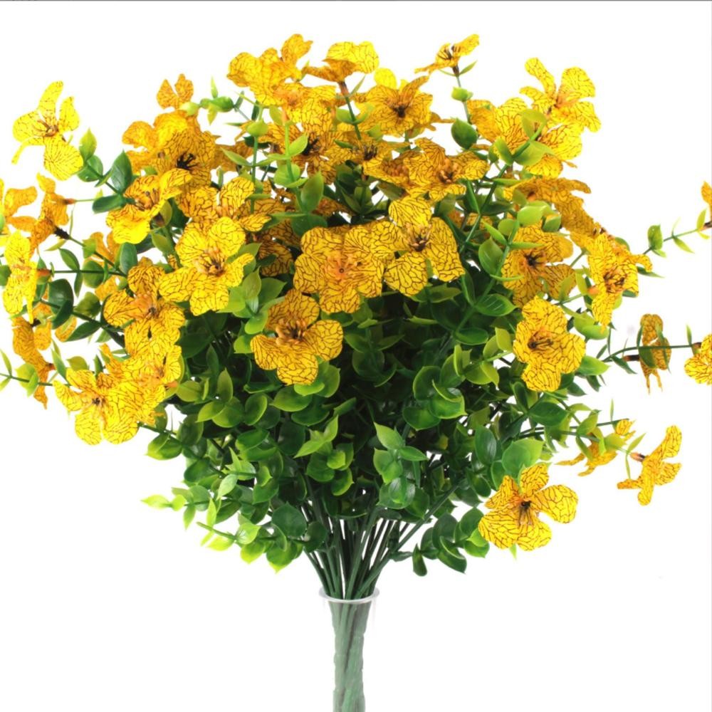 4PCS Artificial Greenery Shrubs – UV Resistant Fake Flowers for Garden & Home
