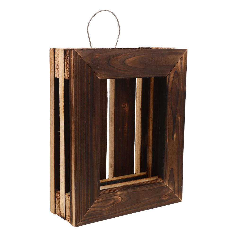 Natural Wood Vertical Wall Mounted Orchid Planter with Staghorn Fern Mount Frame