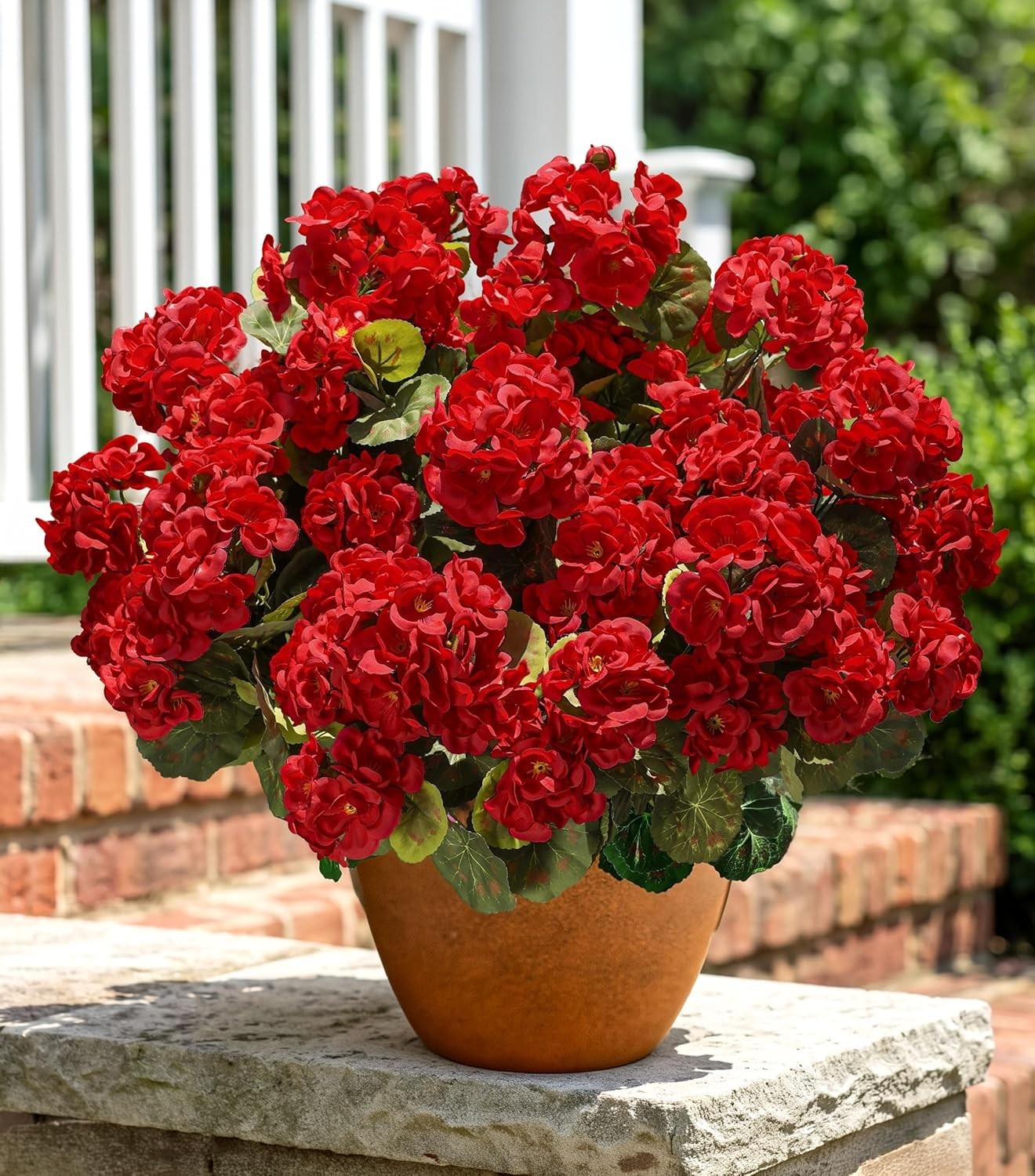 6 Bundles of Beautifully Crafted Silk Geraniums – Ideal for Porches and Gardens