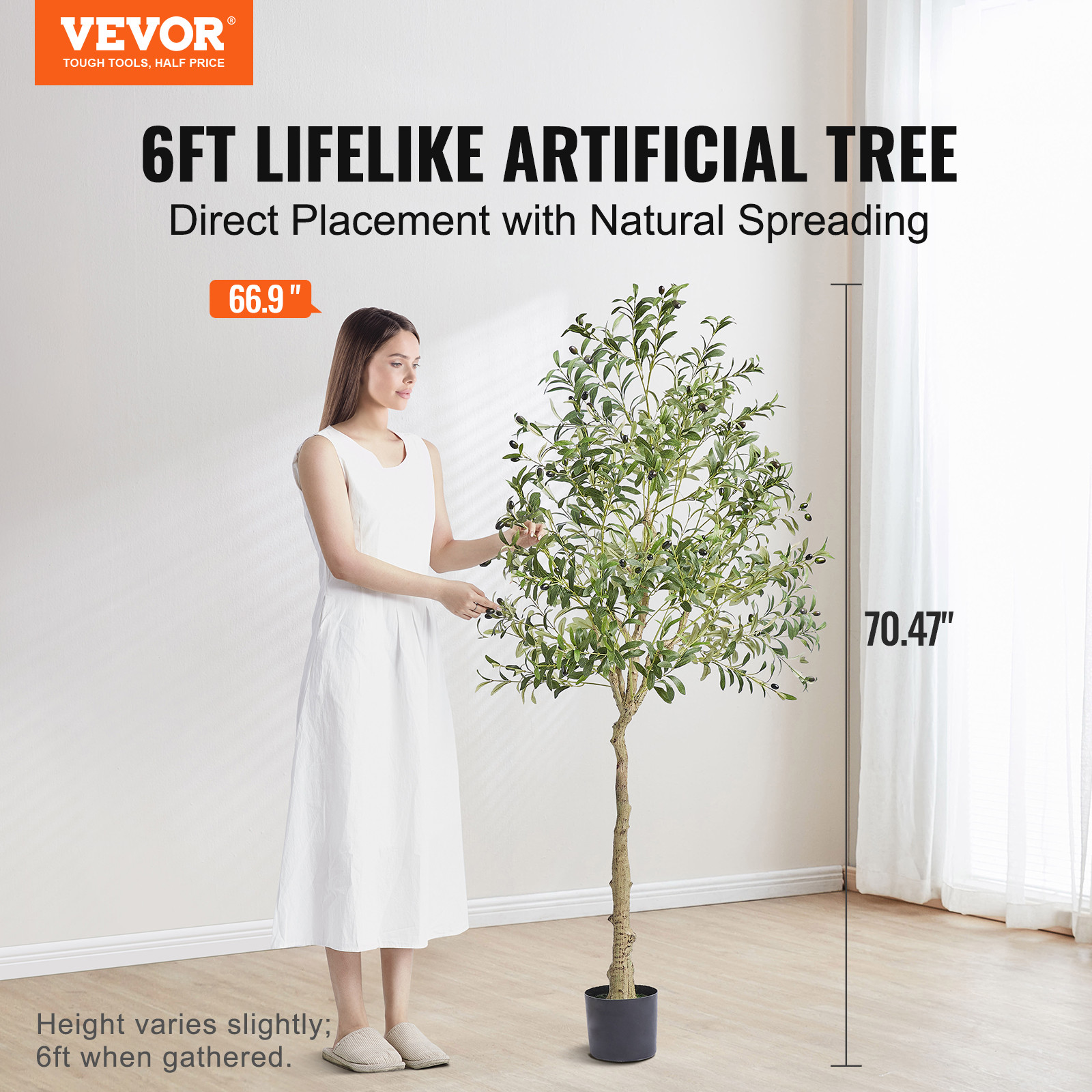 VEVOR 6 FT Artificial Olive Tree Green Natural Tall Faux Lifelike Fake Plant