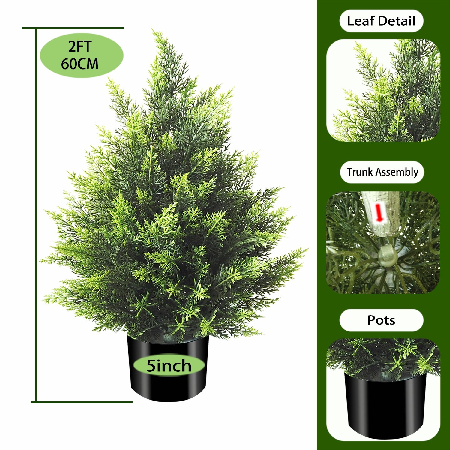 Artificial Topiary Tree Realistic Faux Cedar Pine UV Rated Indoor Outdoor