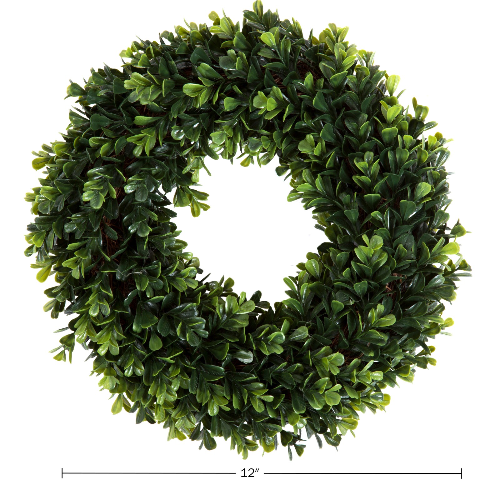 Pure Garden 12 Inch Boxwood Wreath Indoor Outdoor Artificial Fake Greenery