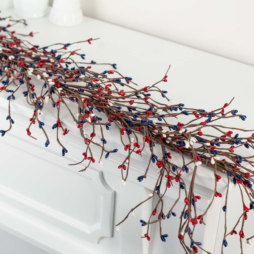 54″ Long Americana Red, White, and Blue Pip Berry Garland