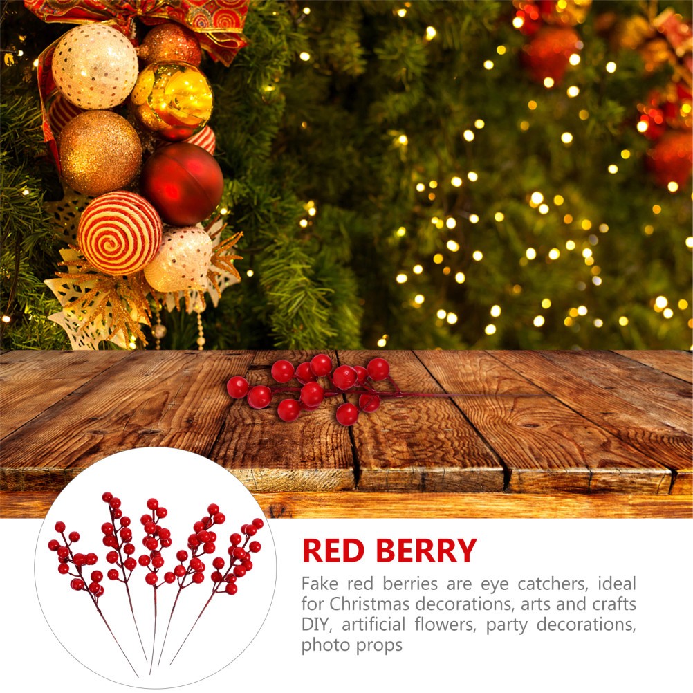 20Pcs Reusable Red Artificial Berry Picks for Christmas Banquet Arrangements