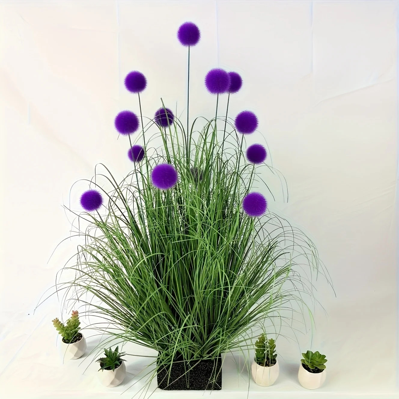 5pc Purple Bulbous Grass Artificial Plants Faux Foliage Home Garden Party Decor