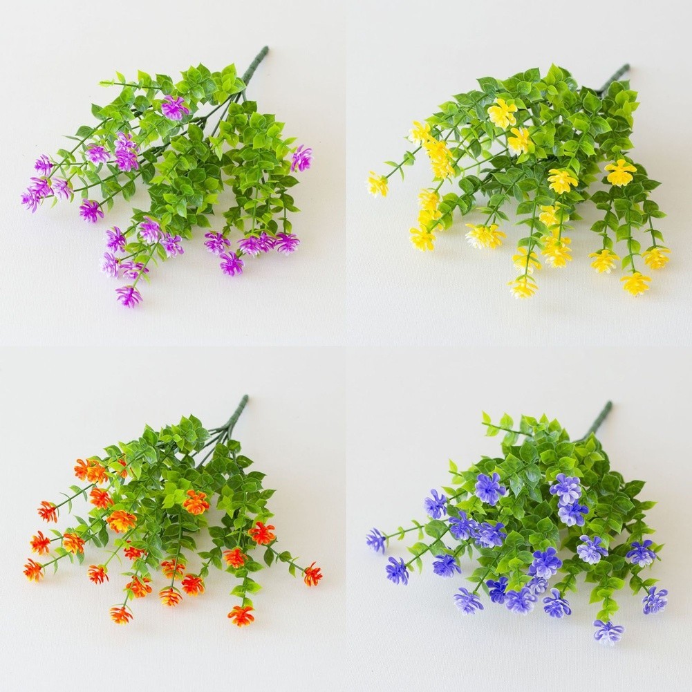 Realistic Artificial Tea Flower with Eucalyptus Leaves 36cm Plastic Plant