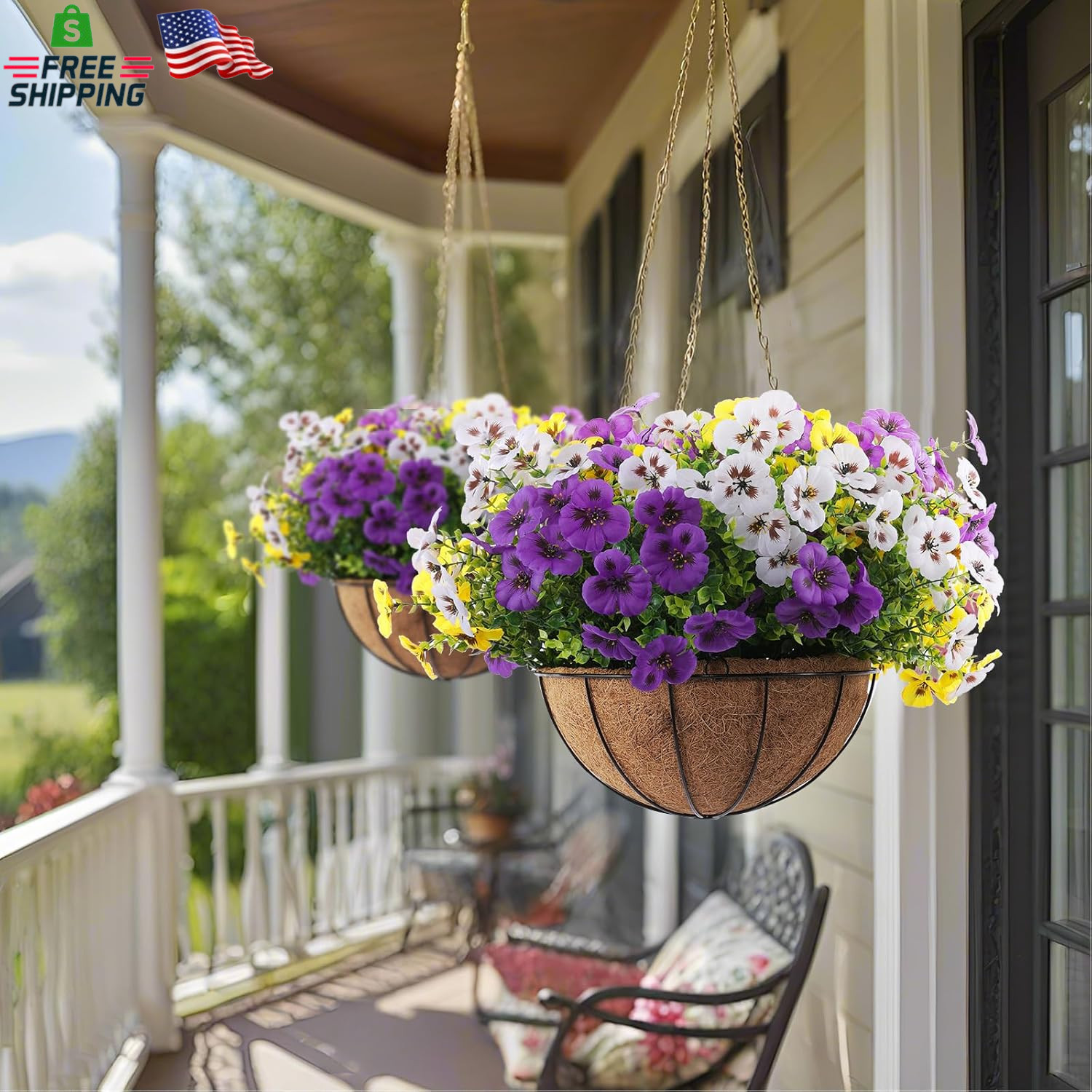 18 Pcs Artificial Fake Pansy Flowers for Outdoor, Faux Silk Pansies Spring Flowe