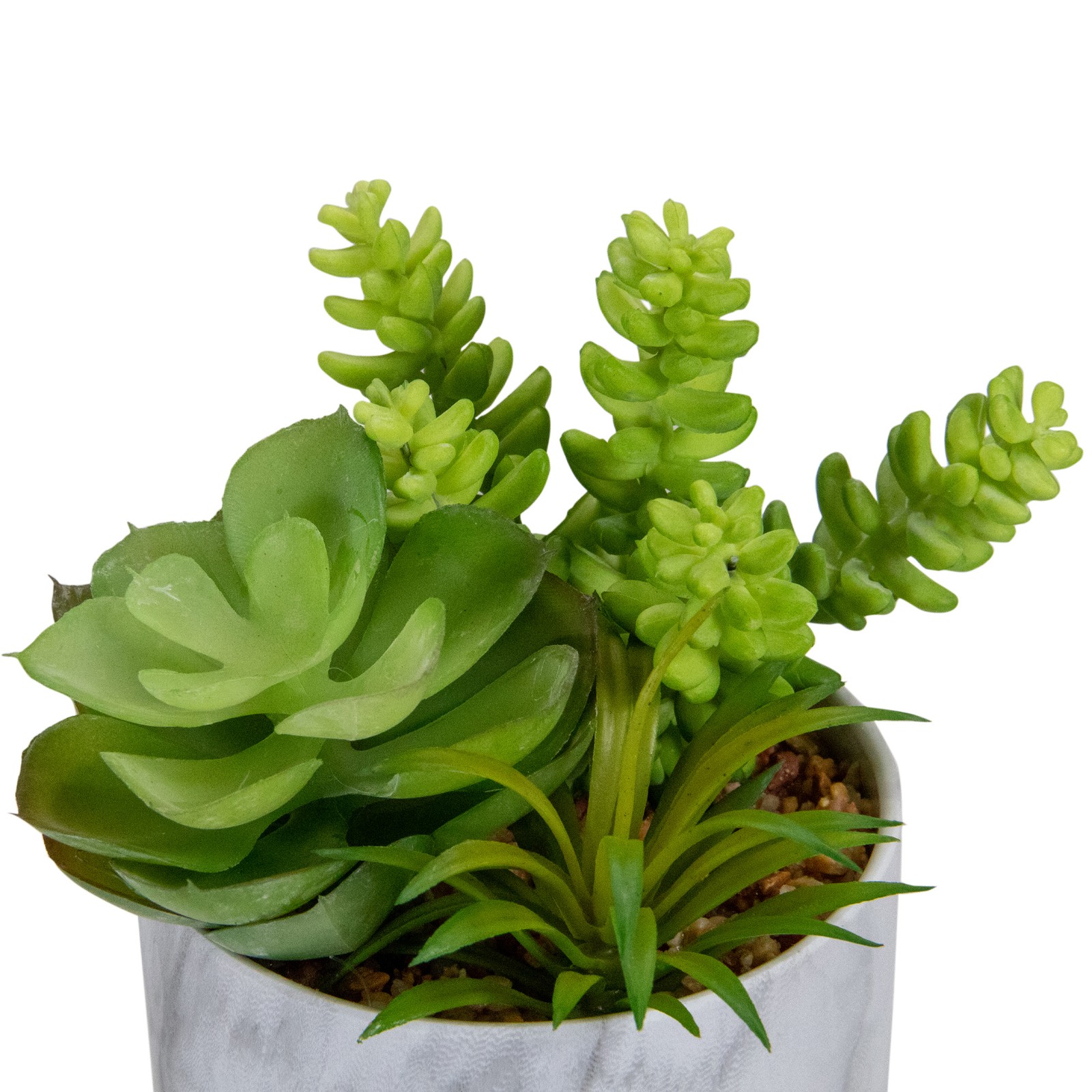 Northlight 6.5″ Green Artificial Succulent Arrangement in Faux Marble Pot
