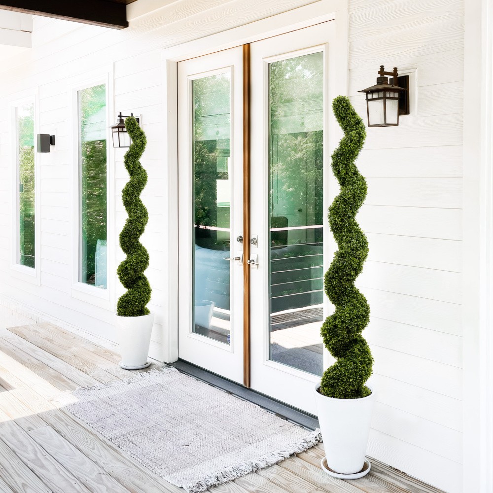 6FT Artificial Spiral Topiary Boxwood Trees Outdoor Garden Porch Decor 2Pcs