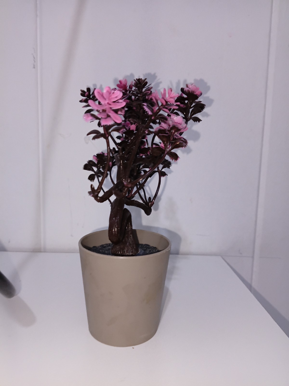 Artificial Pink Cherry Blossom Bonsai Tree in Pot Home Office Desk Decor