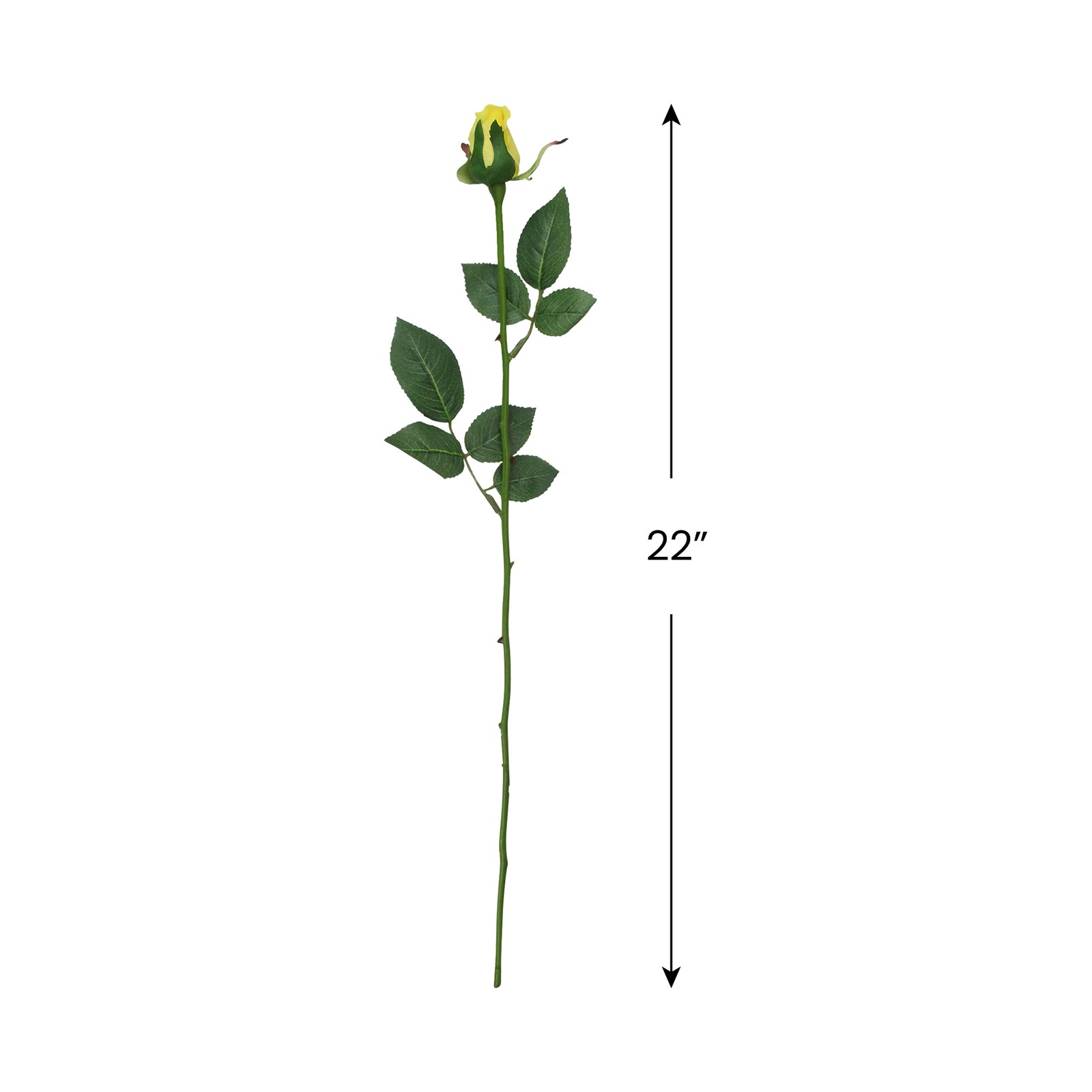 CC Home 23″ Artificial Long Single Stem Yellow Colored Budding Rose Pick