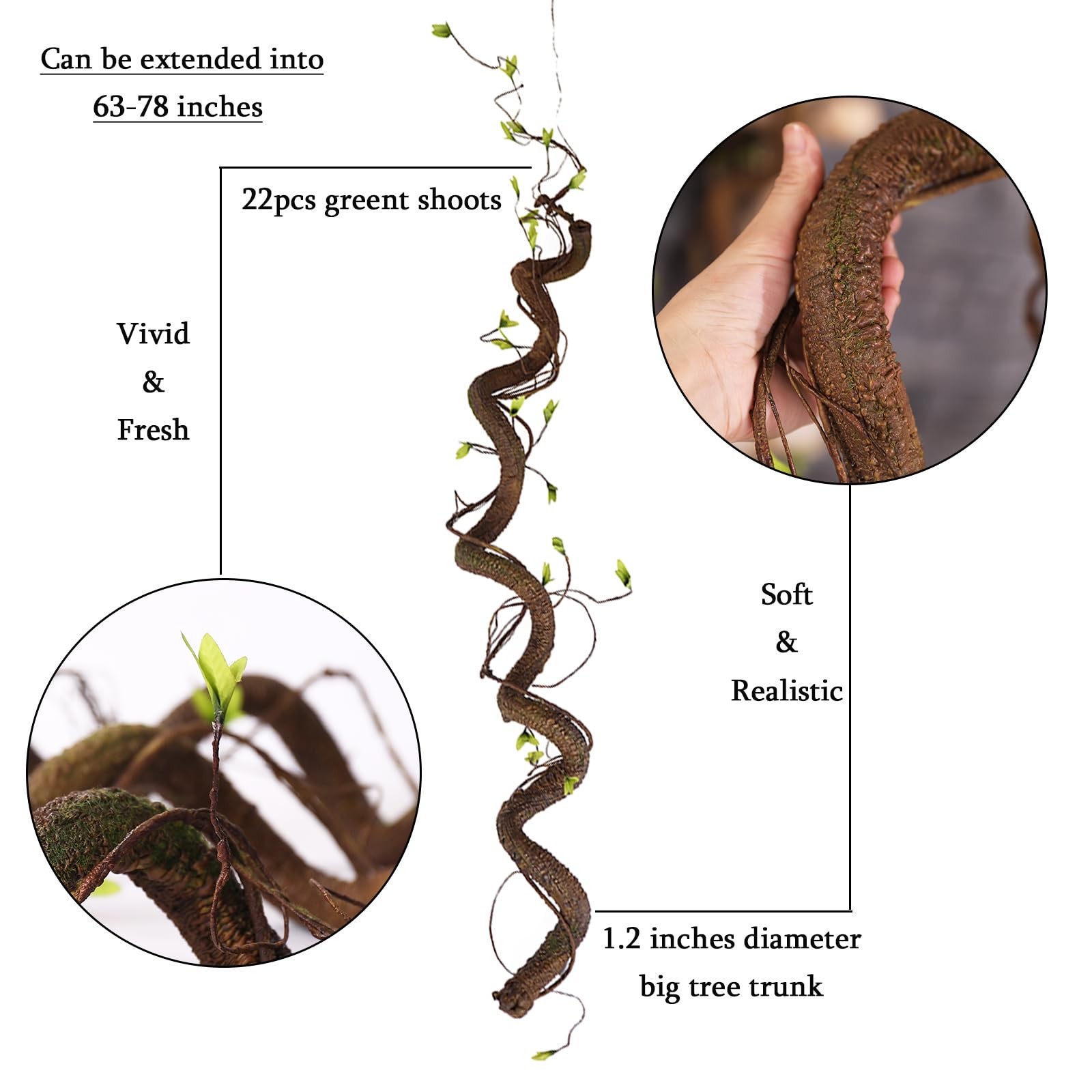 Artificial Tree Branch 63in Bendable Faux Wood Vine