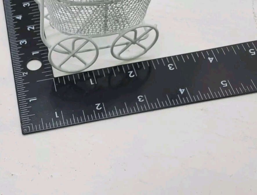 White Metal Baby Carriage Miniature For Baby Shower Cake Topper Fairy Gardens