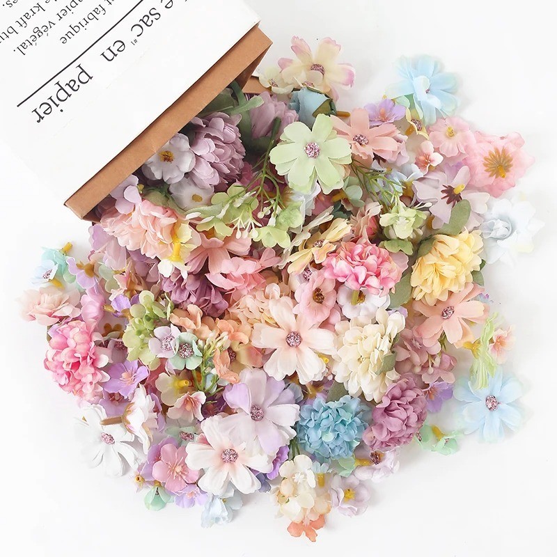20/50Pcs Mini Random Mix Artificial Flowers Silk Fake Flowers for Home Decor Wed