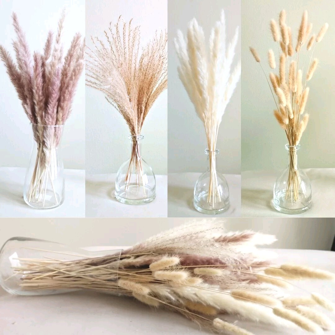 Tall Boho Natural Dried Pampas Grass Bouquet Total 75 Pcs. Decor Wedding Party