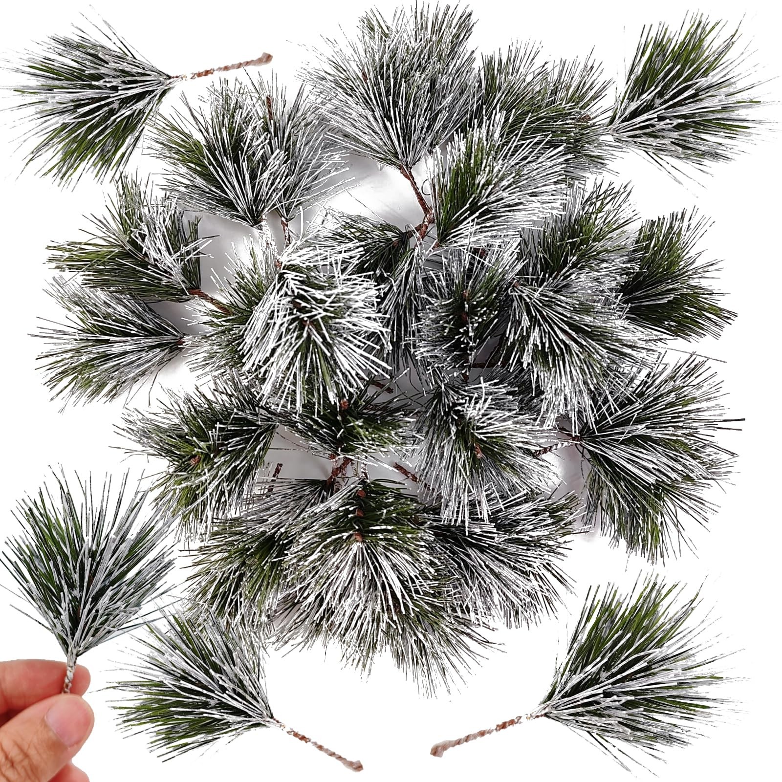 35PCS Artificial Green Pine Needles Branches, Small Pine Twigs Stems Picks, F…