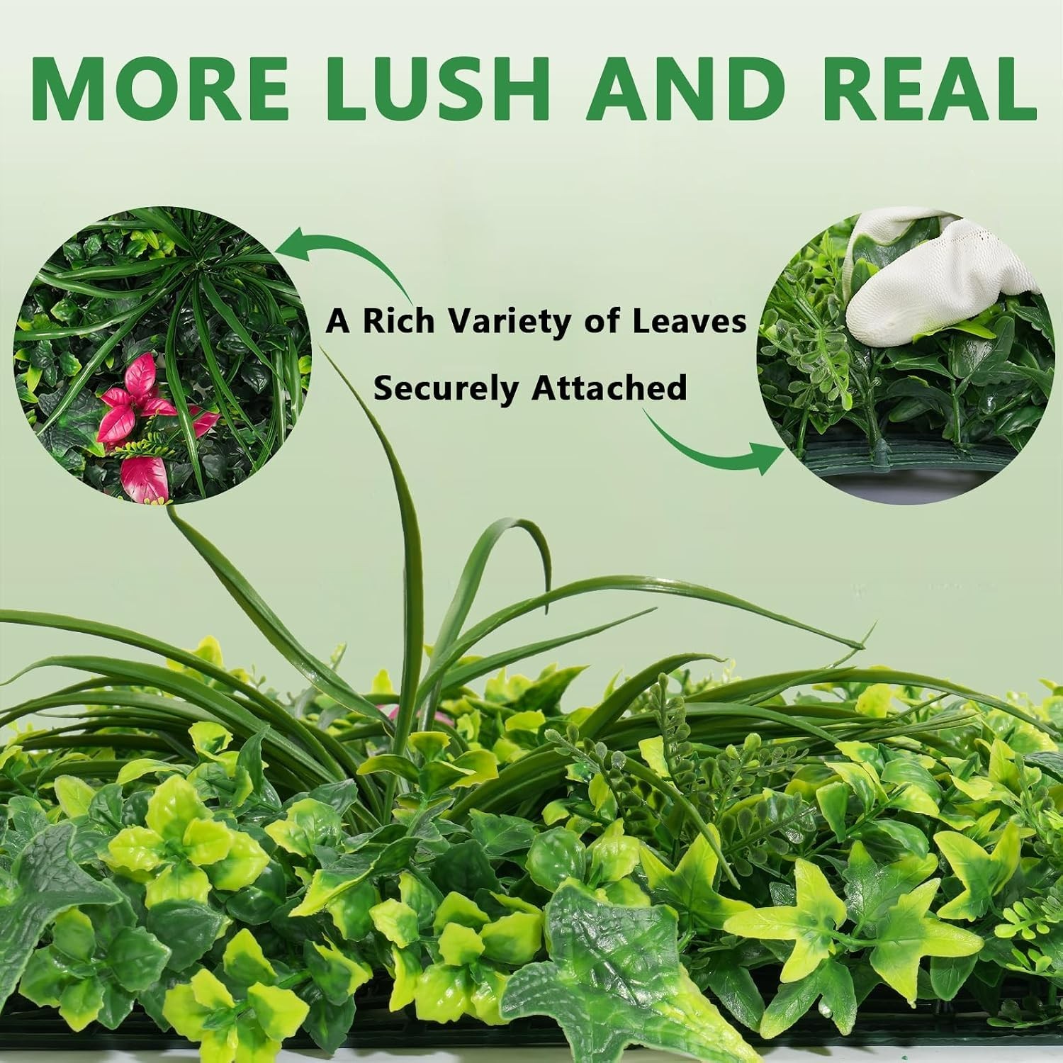 12 Piece Mint Green Grass Wall Panels for Indoor/Outdoor Elegance, 20”x20”