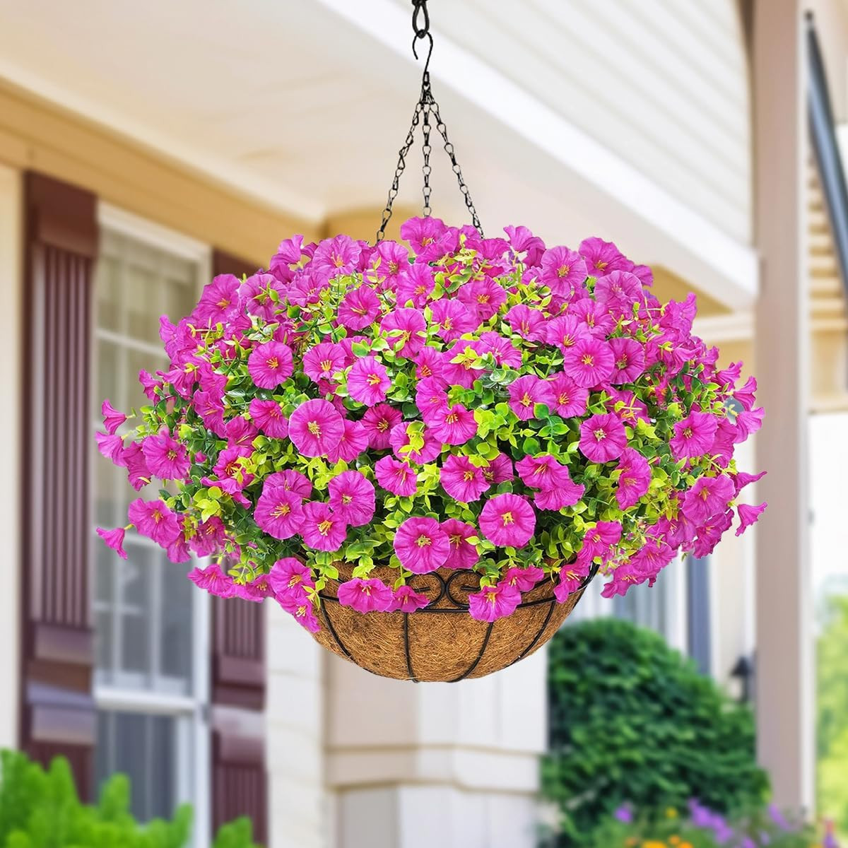 UV Resistant Faux Silk Morning Glory Hanging Flowers for Outdoor Decor