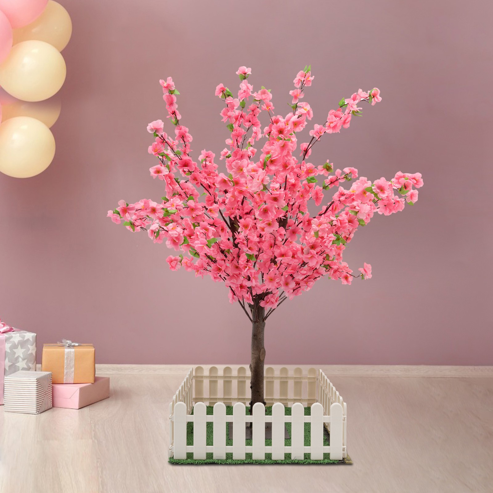 3.94ft Artificial Cherry Blossom Tree Pink Fake Sakura Flower Pink Sakura Tree