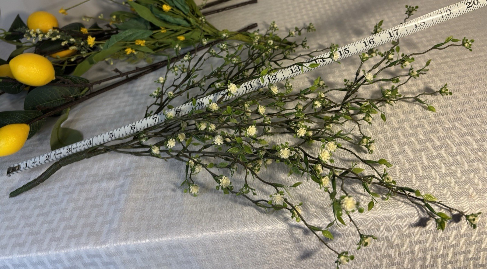 Artificial Lemons on Branches Yellow & White Floral Sprigs Bouquet