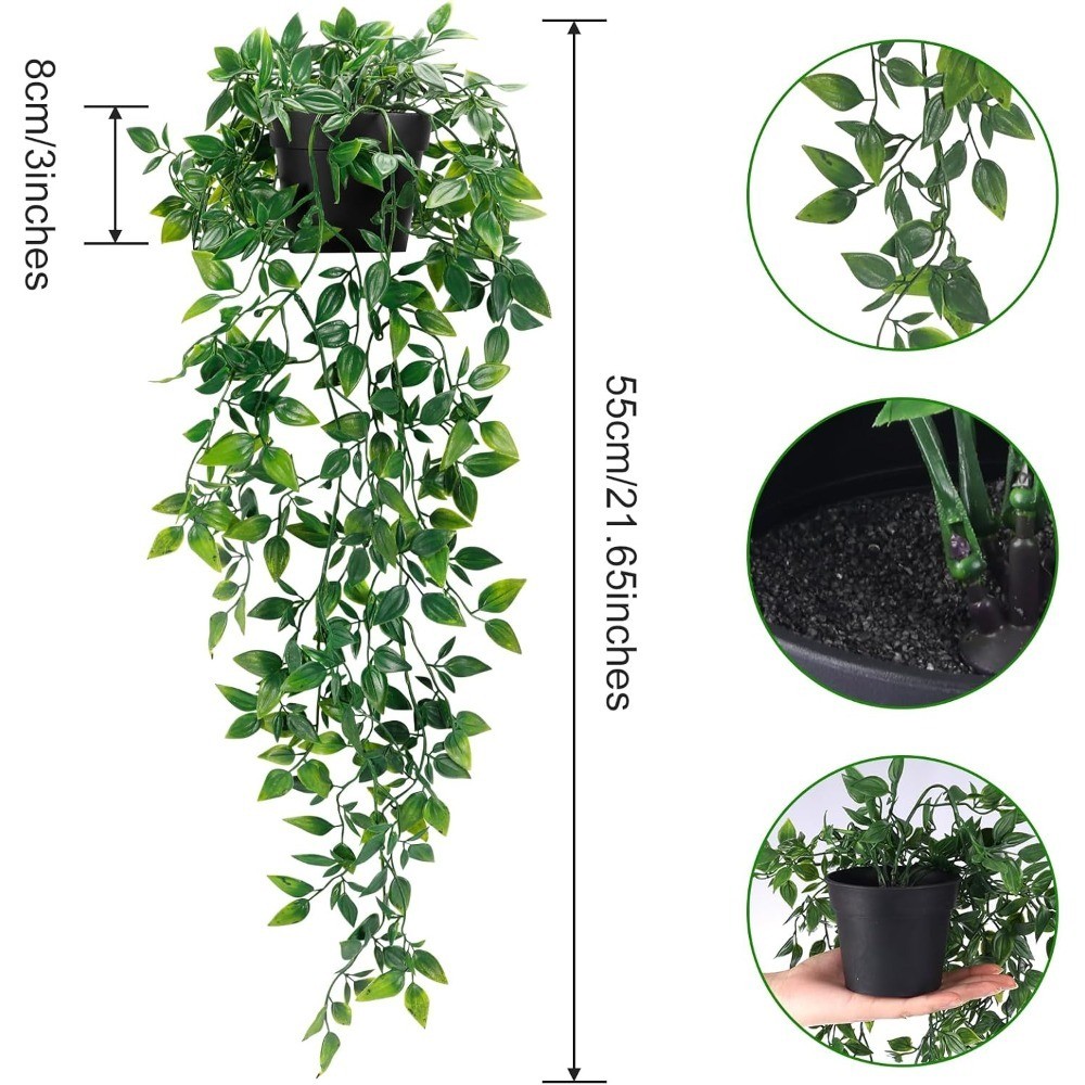 Fake Hanging Plants, Artificial Small Potted Plants for Indoor Outdoor