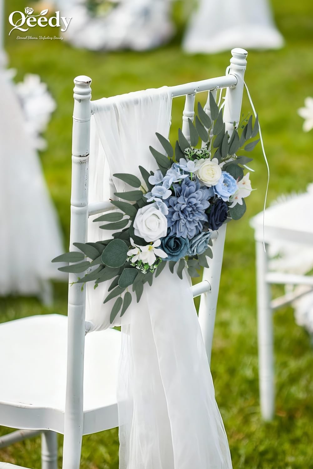 2 PCS Wedding Arch Flower Dusty Blue Artificial Ceremony Backdrop Arrangement