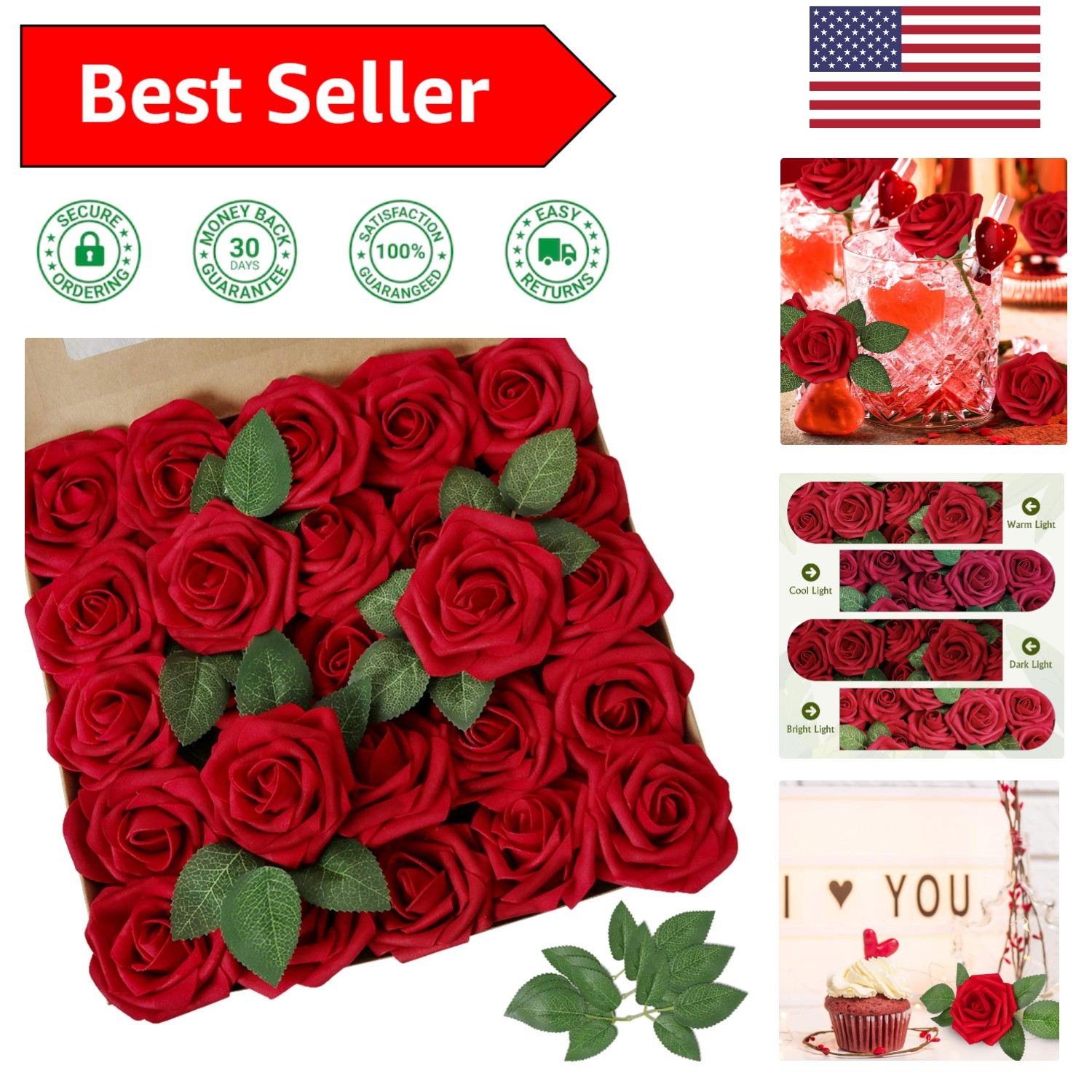 Versatile 25PCS Dark Red Foam Roses – Fuss-Free Decorations for All Occasions