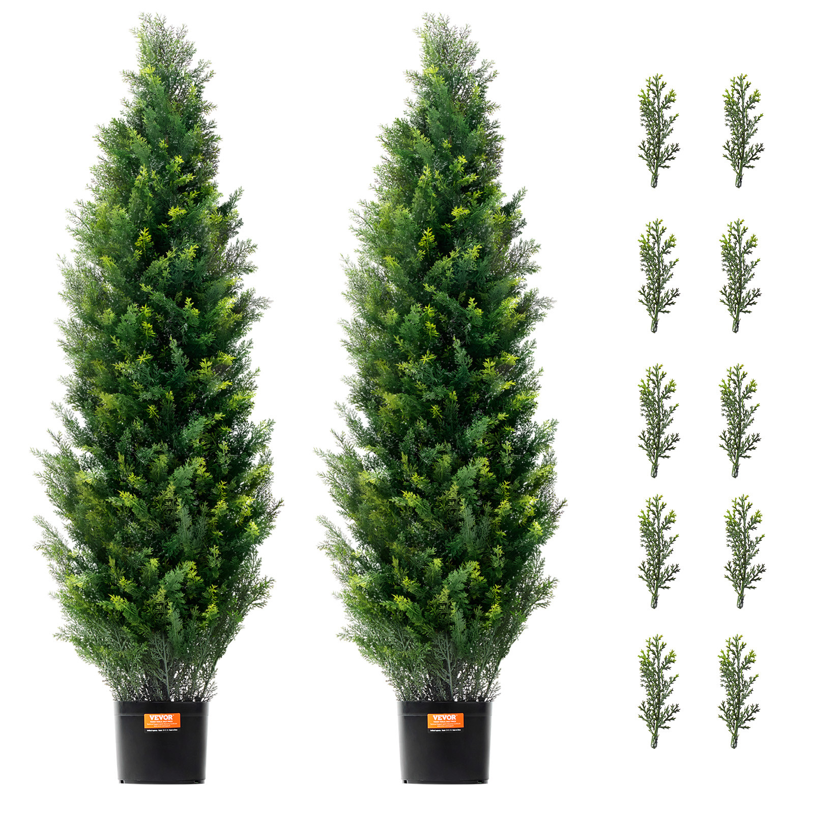 VEVOR 2 Pack 4′ Artificial Cedar Topiary Tree Faux Plant UV Decor In/Outdoor
