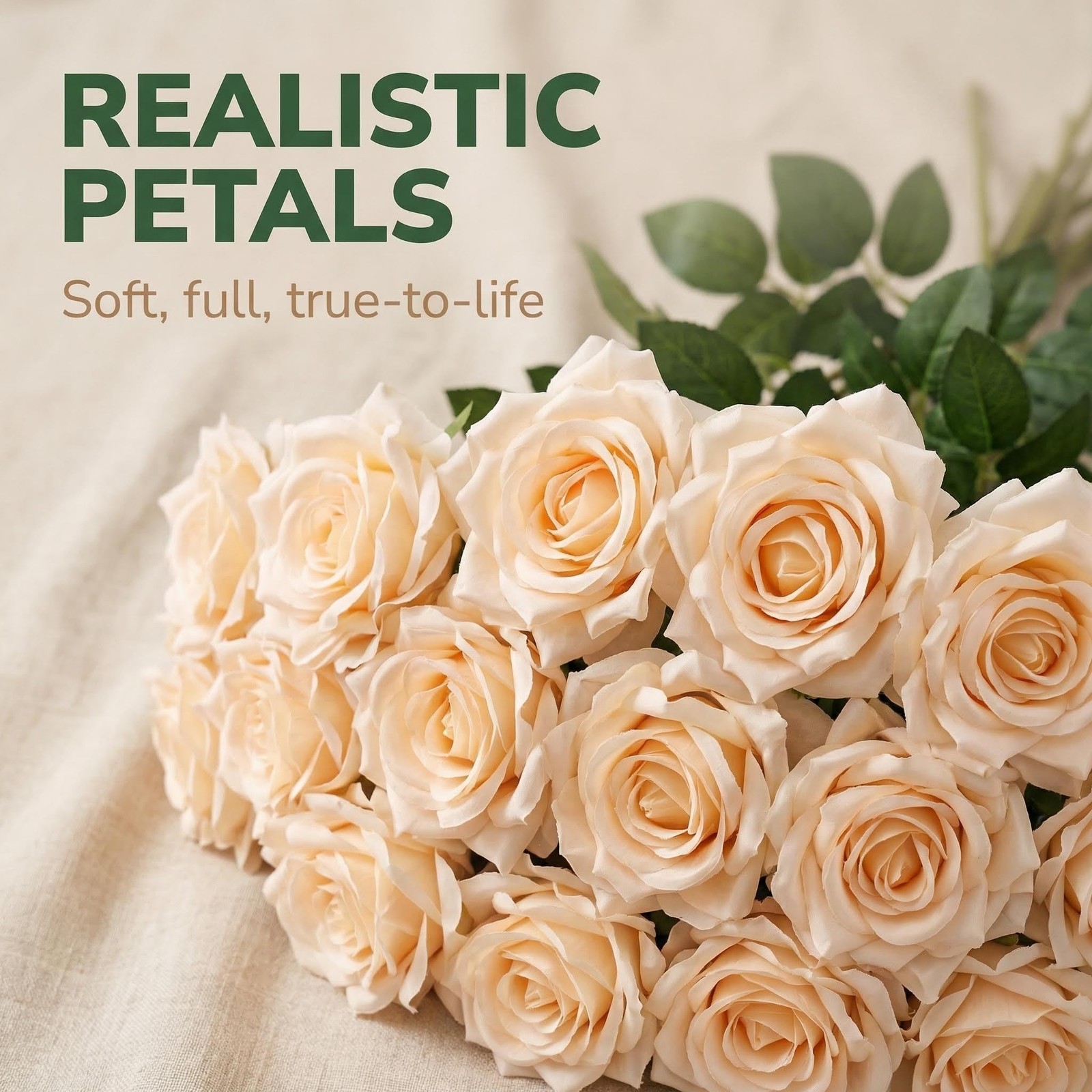 Champagne Roses Artificial Giant Flowers,50PCS 4 Inch Large Fake Roses Bulk