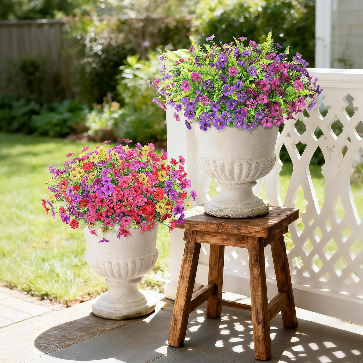 Artificial Faux Flowers Plants for Outdoors outside Spring Summer Decoration,12