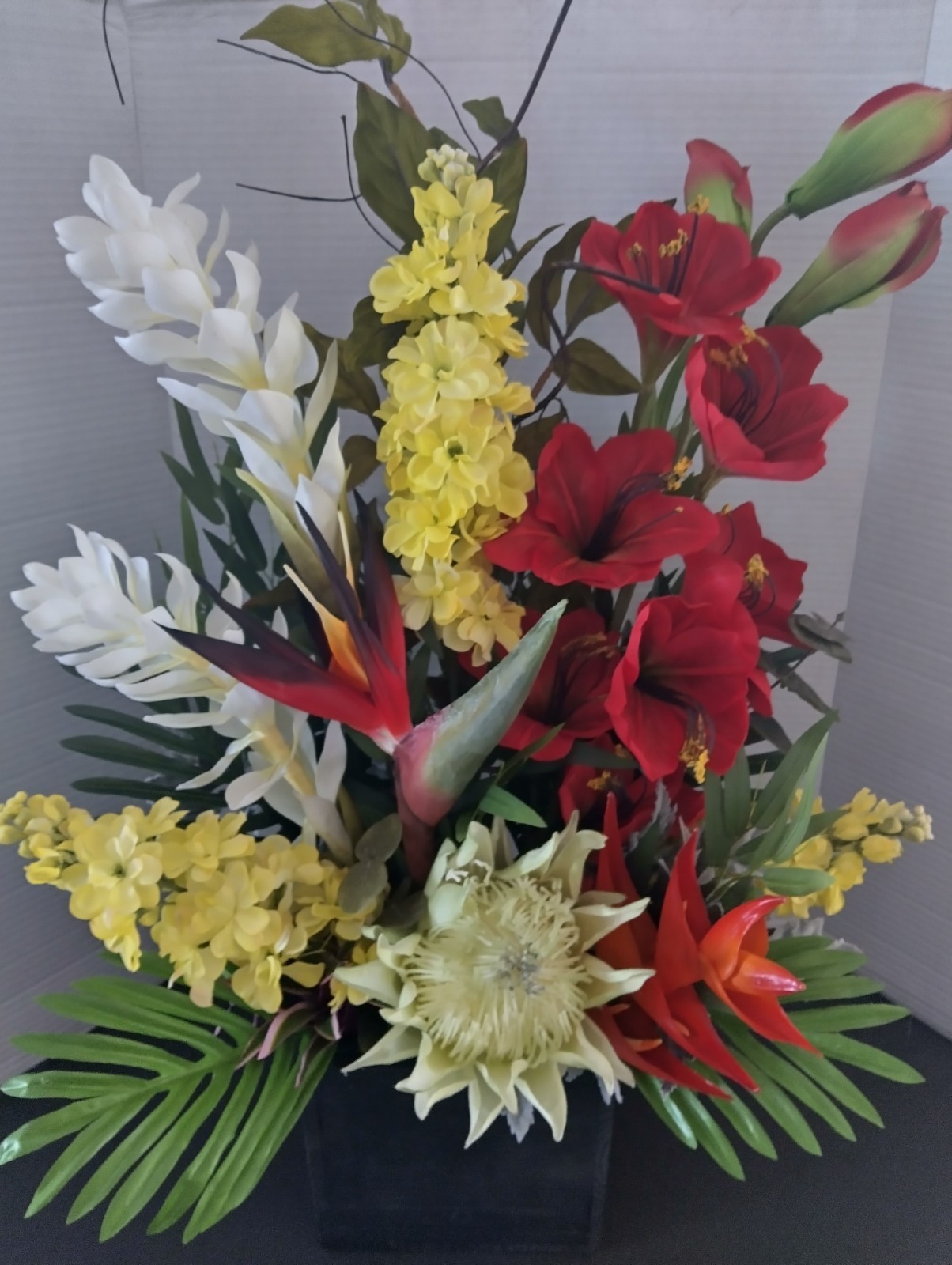 Artificial tropical floral arrangement