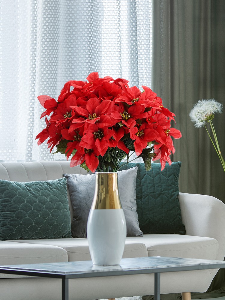 35cm Red Poinsettia Artificial Flower Arrangement