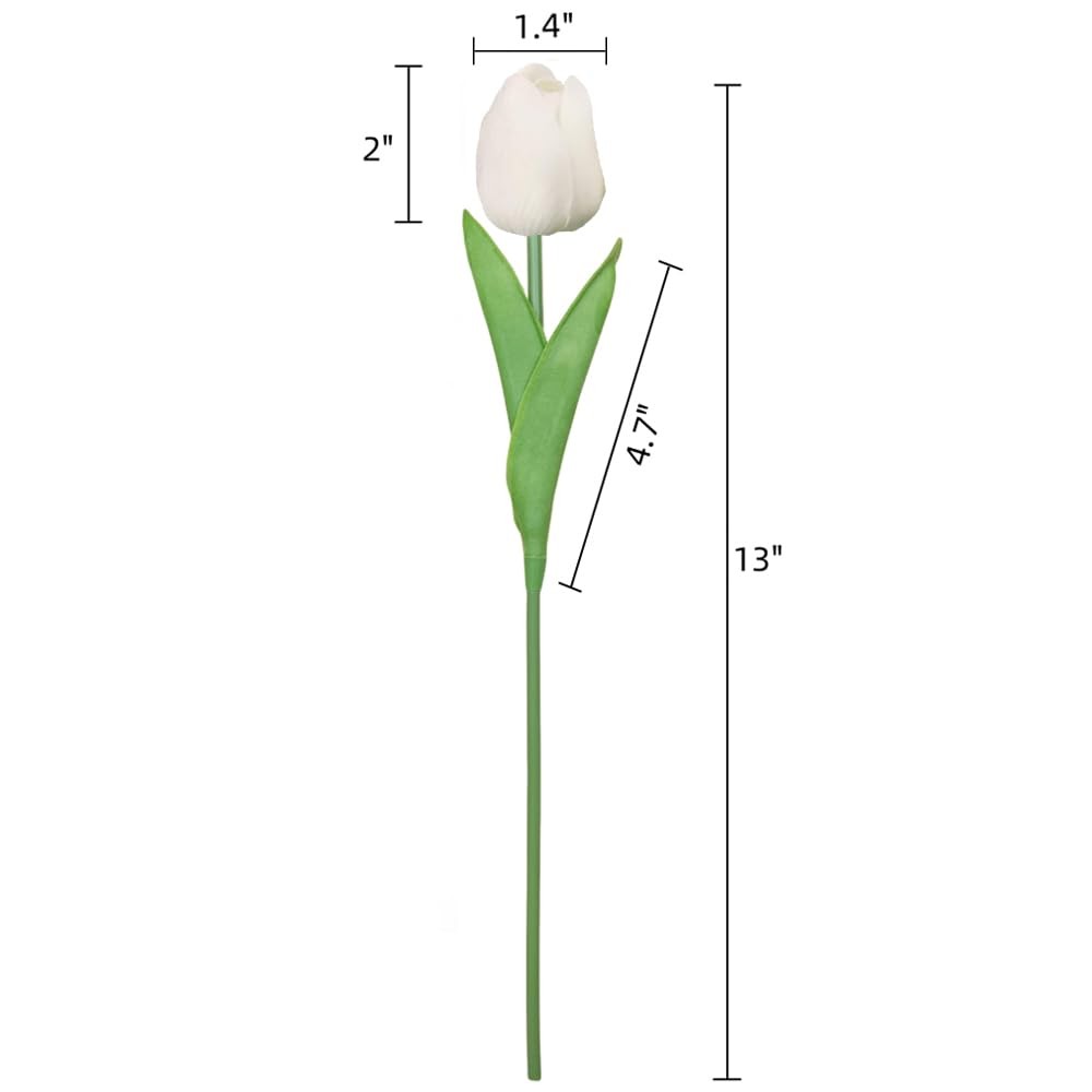 30PCS Artificial Tulips PU Real Touch Single Stem Fake Flowers Bouquet Arrang…