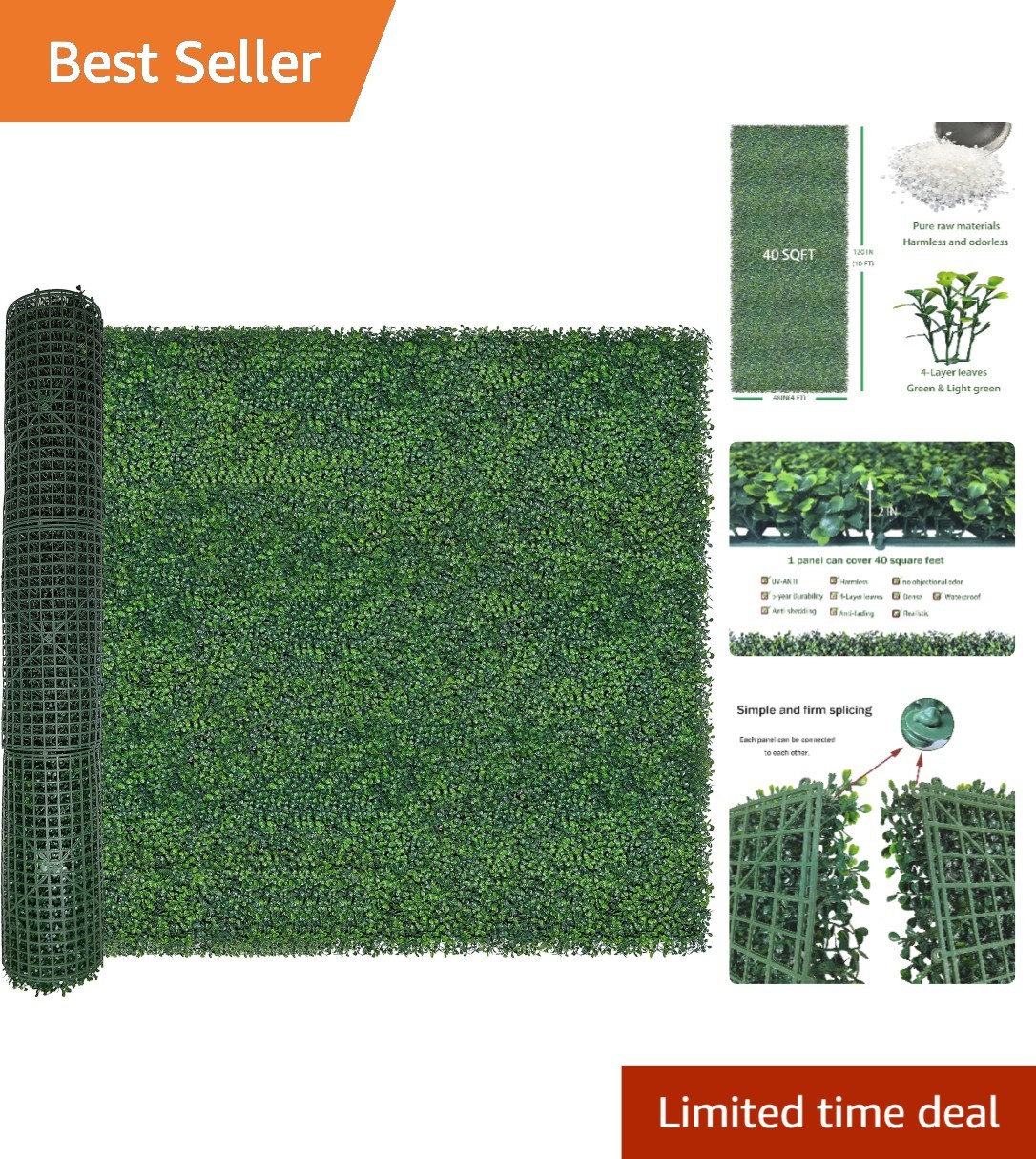 Artificial Greenery Wall Panel 48 Inch x 120 Inch for Outdoors