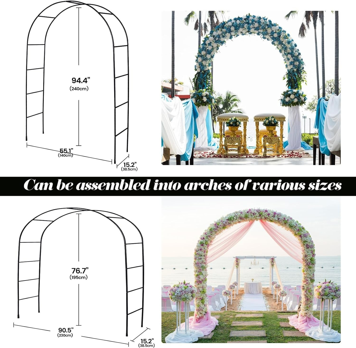 Thickened Anti-toppling Garden Arch, Wedding Arch garden decoration for flowers