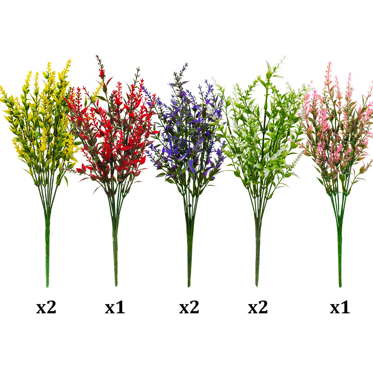 8 Bundles Artificial Flowers Fake Plants Outdoor UV Resistant Plastic Flowers US