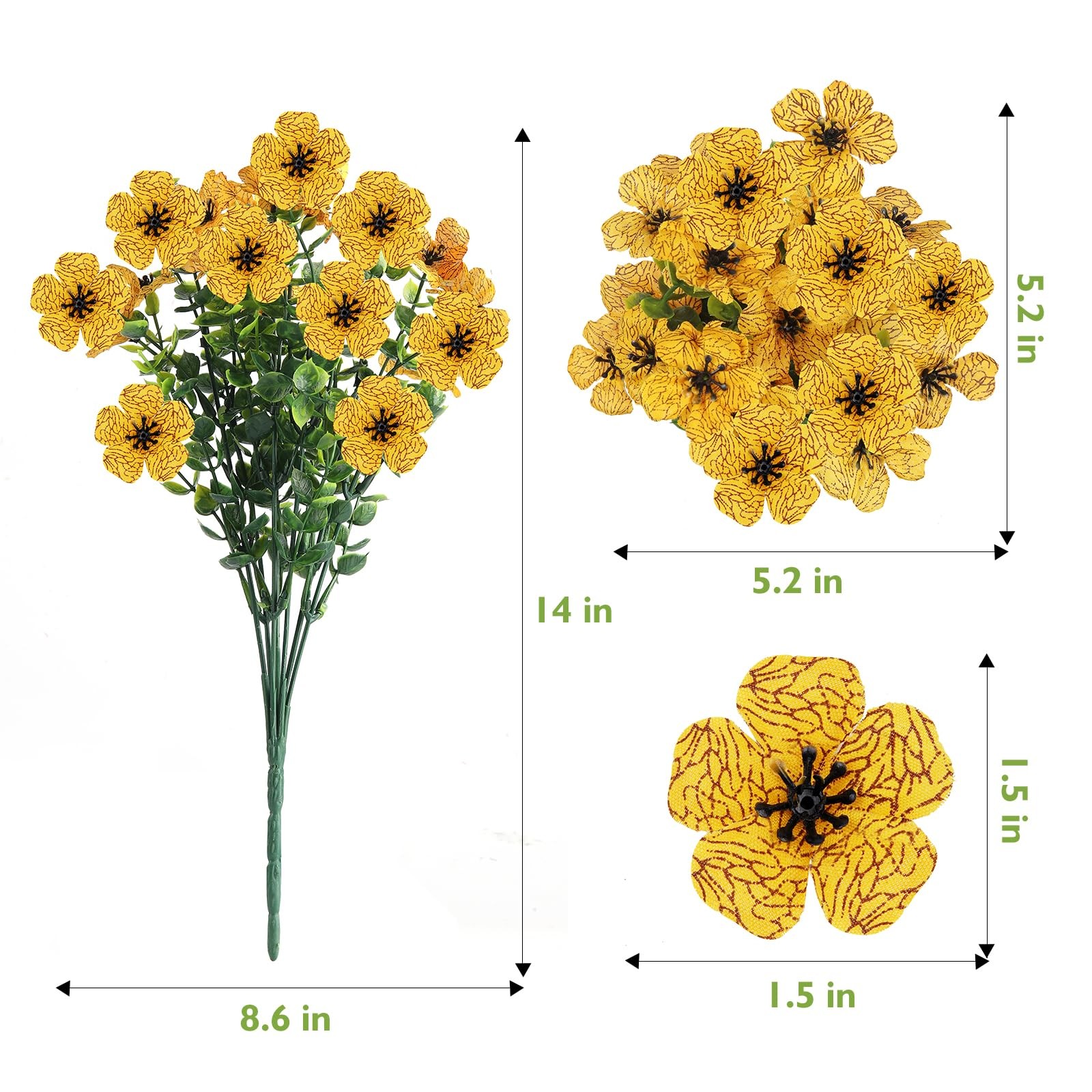 WYOK 14 Bundles Artificial Flowers UV Resistant for Patio Outdoors Fake Faux …